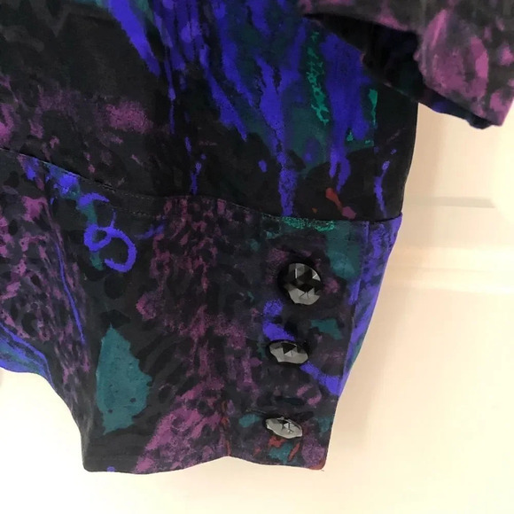 𝅺S•I•L•K•S  by St. Gillian 100% silk vintage MCM Art Deco oversized blouse  6 - Picture 6 of 12